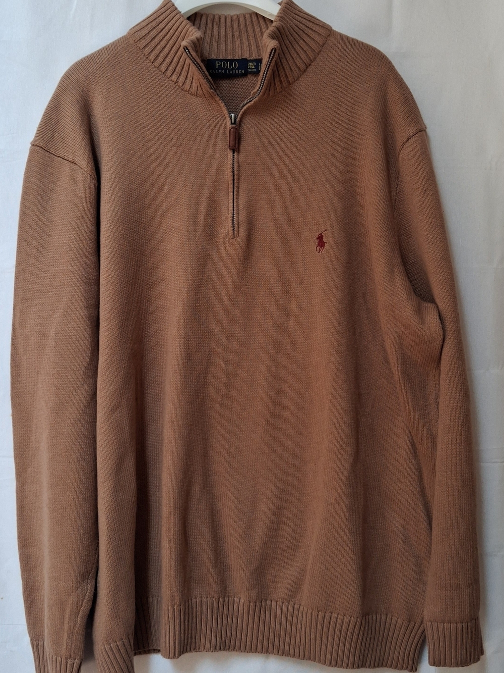 Polo by Ralph Lauren Brown Half-Zip Sweater with Red Pony 2XLT/2TGL